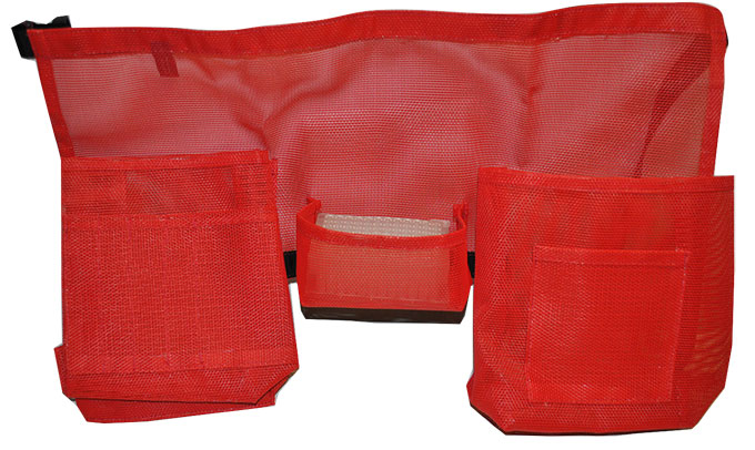 MIDCO Global Mesh Apron Red Reinforced pockets for extra strength. Open mesh construction to reduce heat and prevent pollen accumulation.
