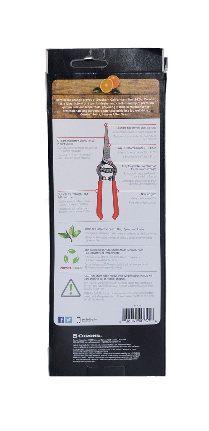 Harvest Shears Corona Harvest Shears Back of the Box